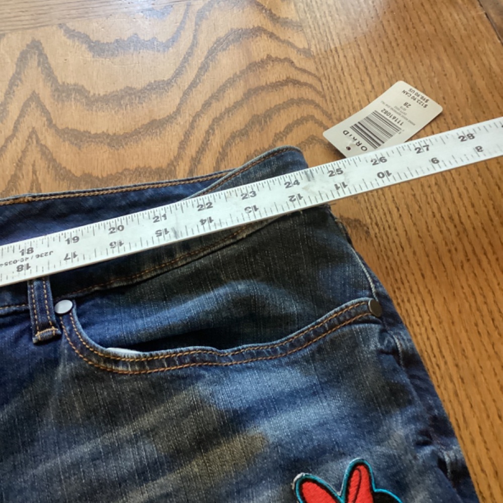 NWT Torrid Mickey Mouse Disney Patch Jeans Womens Plus 28 NEW Size 28 - measurem - Picture 6 of 10